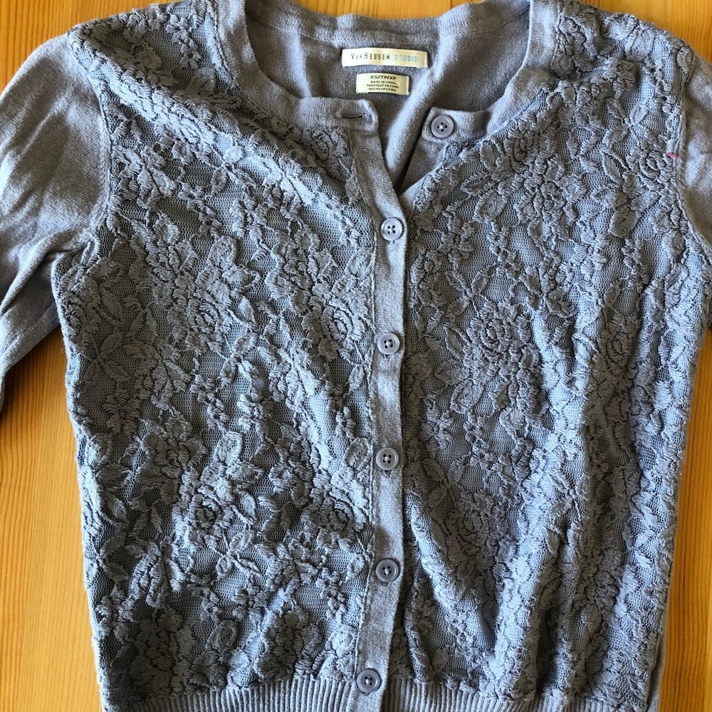 Lilac Purple Lace 3/4 Sleeved Cardiga